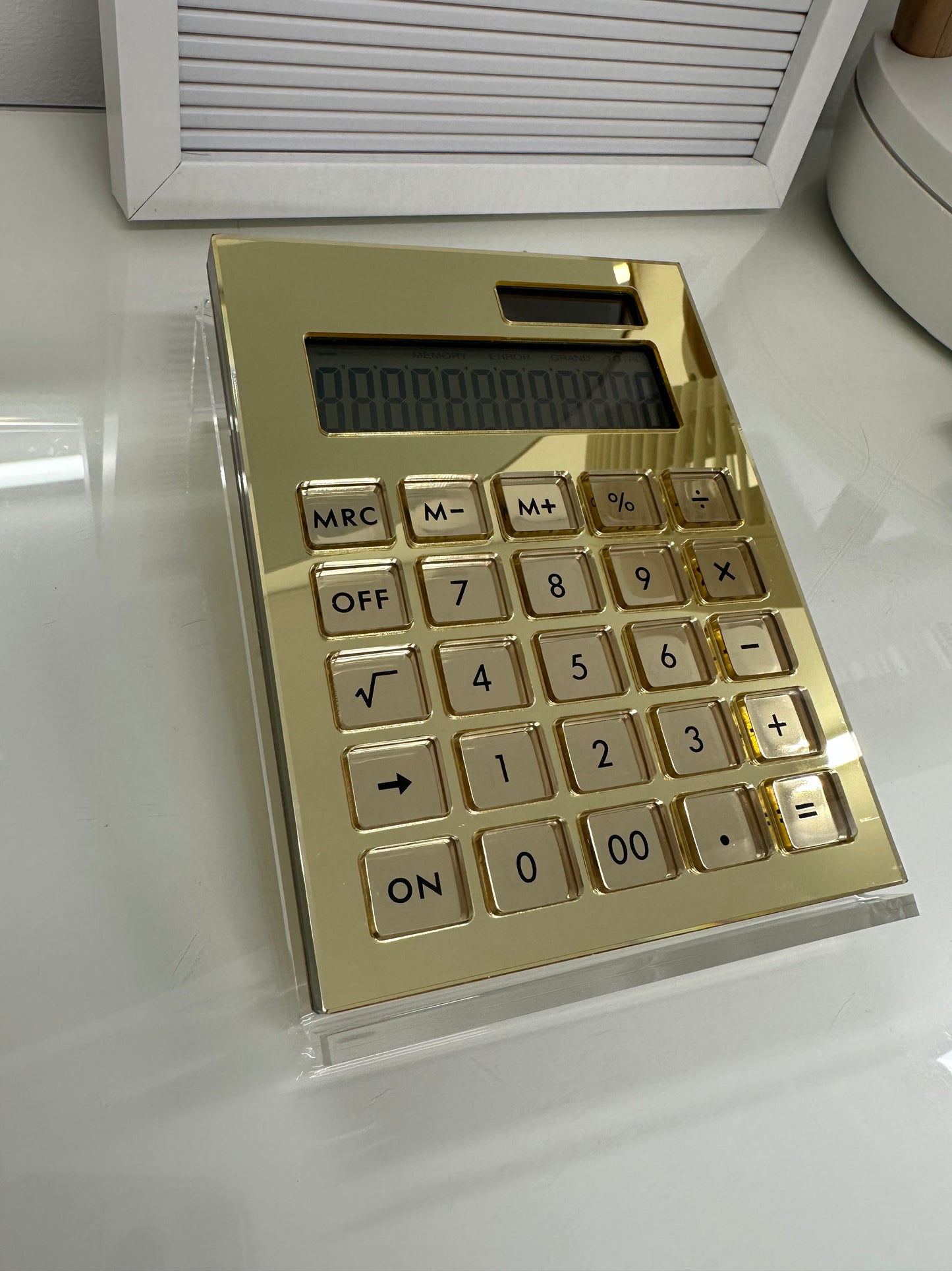 LUXE GOLD MIRRORED ACRYLIC CALCULATOR WITH STAND