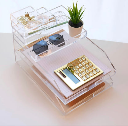 LUXE GOLD MIRRORED ACRYLIC CALCULATOR WITH STAND